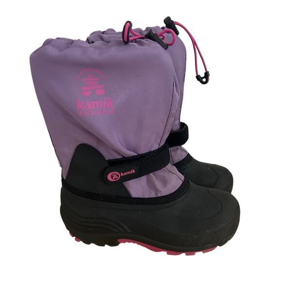Kamik Insulated Waterproof Winter Snow Boots slide on Purple/Pink Girl's Size 3 - Picture 1 of 6